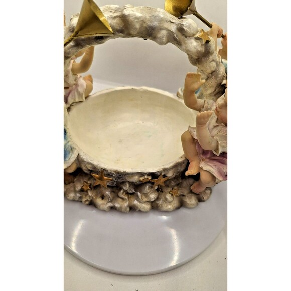 Meissen-Style 4 Cherub Basket Candy Jewelry Potpourri Centerpiece Beautiful - Picture 4 of 5